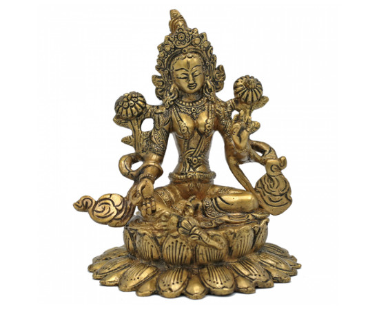 Grüne Tara - Messing - auf Lotus sitzend 15,5cm Grüne Tara Messing auf Lotus sitzend 15cm - Grüne Tara - Messing - auf Lotus sitzend 15,5cm