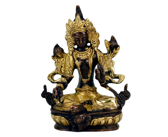 Grüne Tara Statue Messing goldfarben 13cm Grüne Tara Statue Messing goldfarben 13cm