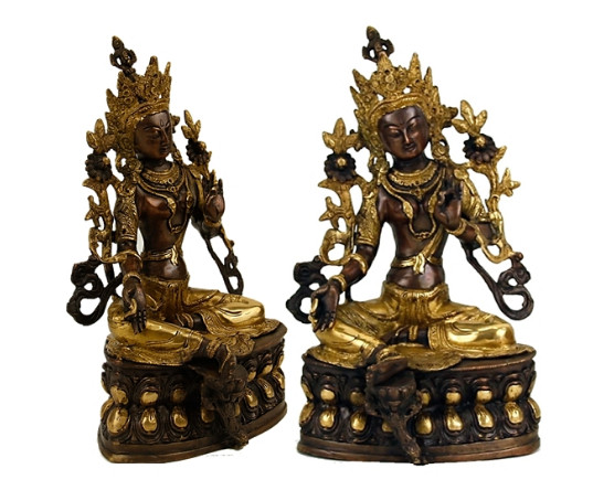 Grüne Tara Statue Messing goldfarben W9030 Grüne Tara Statue Messing goldfarben W9030