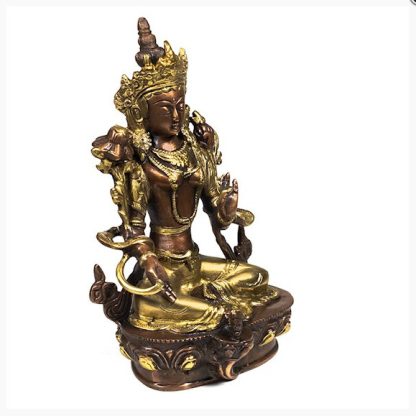 Grüne Tara Statue Messing gold-schwarz W9469_2