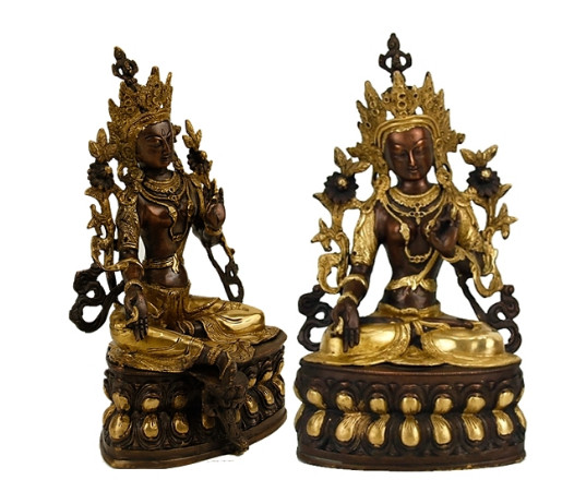 Weiße Tara Statue Messing goldfarben W9031