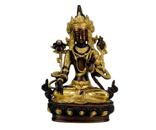 Weiße Tara Statue Messing goldfarben W9421