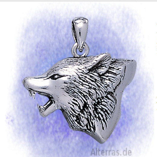 Anhänger Wolfskopf aus 925-Silber Anhänger Wolfskopf aus 925-Silber