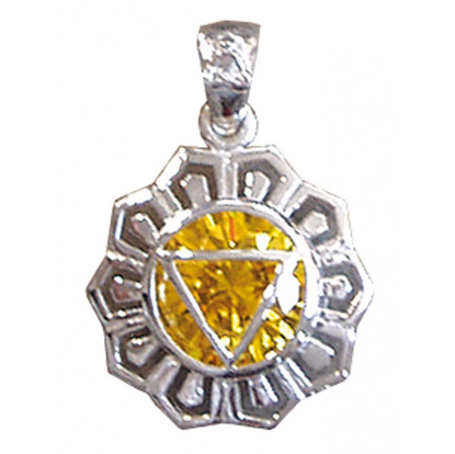Anhänger Manipuram Chakra Zirkon Silber 925
