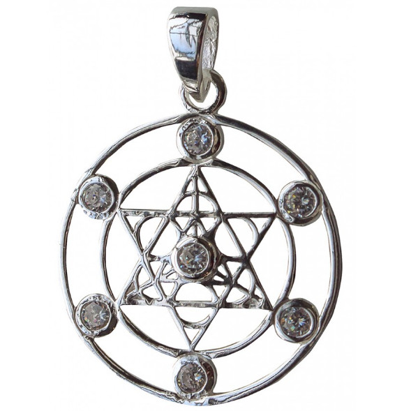 Anhänger Merkabah mit 7 Zirkonia Silber 925
