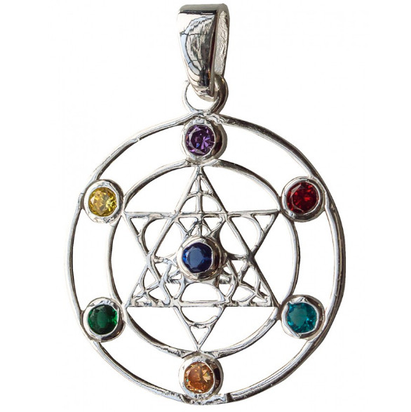 Anhänger Merkabah mit 7 farbigen Zirkonia Silber 925