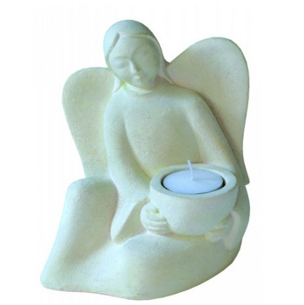 Teelichthalter Engel Resin weiss 15x12cm Teelichthalter Engel Resin weiss 15x12cm