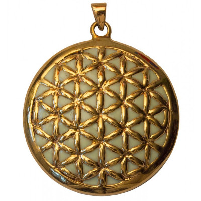 Anhänger Blume des Lebens Bronze Creme 45mm