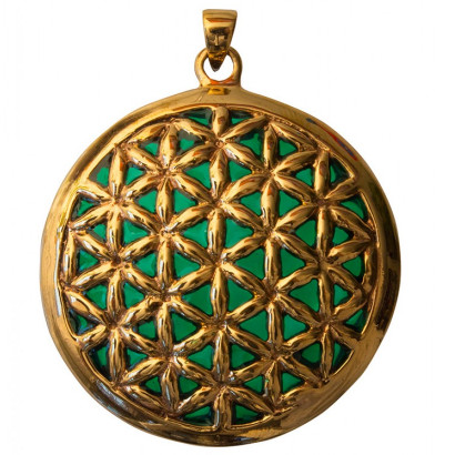 Anhänger Blume des Lebens Bronze grün 45mm