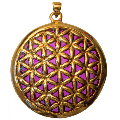 Anhänger Blume des Lebens Bronze violett 45mm