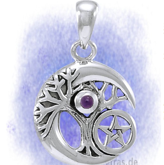 Anhänger Hexenmond mit Amethyst aus 925-Silber