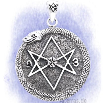 Anhänger Magisches Hexagramm mit Schlange aus 925-Silber