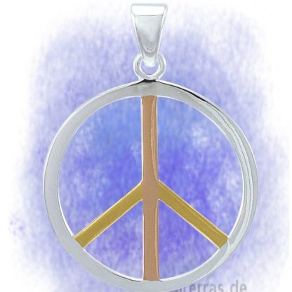 Anhänger Peace Zeichen vergoldet aus 925-Silber