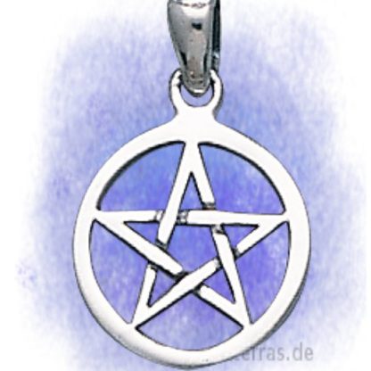 Anhänger Pentagramm-Drudenfuß im Kreis aus 925-Silber