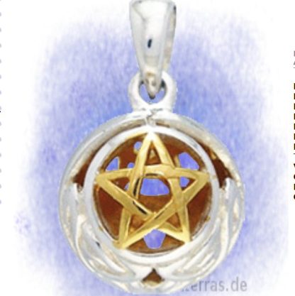 Anhänger Pentagrammkugel vergoldet aus 925-Silber