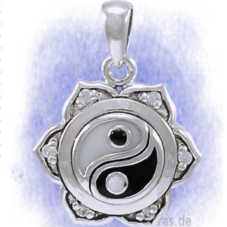 Anhänger Yin Yang Blume aus 925-Silber