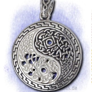 Anhänger Yin Yang mit kelt. Knoten aus 925-Silber