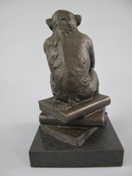 Bronze Figur Affe auf Büchern4 Bronze Figur Tier "Affe auf Büchern" 14x12x8cm – Bild 4
