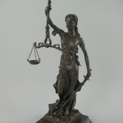 Bronze Figur Götter "Justitia auf Marmorsockel" 35x13x13cm