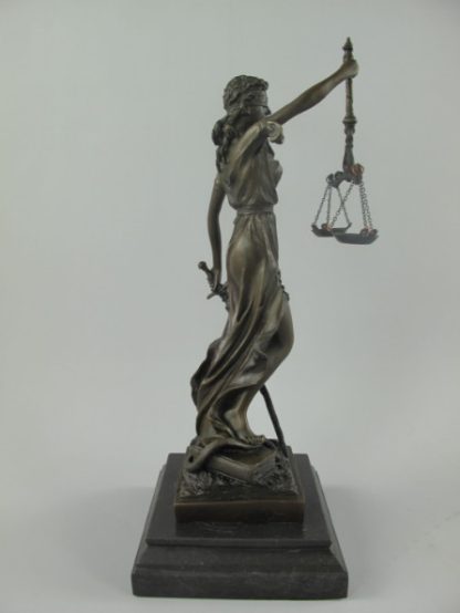 Bronze Figur Götter "Justitia auf Marmorsockel" 35x13x13cm – Bild 3