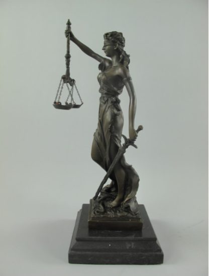 Bronze Figur Götter "Justitia auf Marmorsockel" 35x13x13cm – Bild 5