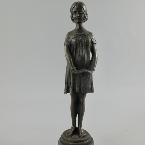 Bronze Figur Lady schüchtern - Bronze Figur "Frau - schüchtern" 36cm