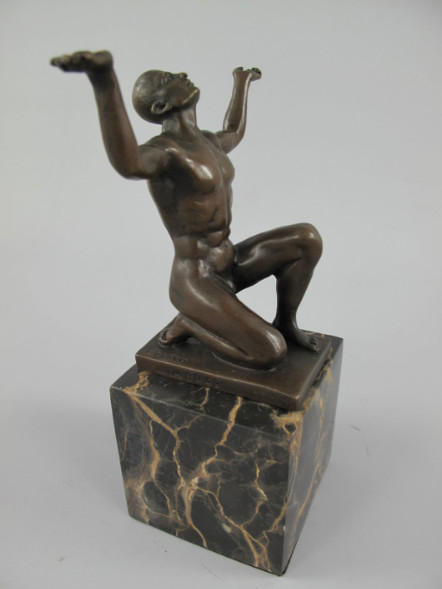Bronze Figur Mann - Himmel anflehend4 Bronze Figur "Mann - Himmel anflehend" 18x13cm – Bild 4