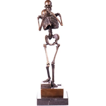 Bronze Figur Skelett Schädel haltend 31cm 416x416 - Bronze Figur "Skelett - Schädel haltend" 31x10cm