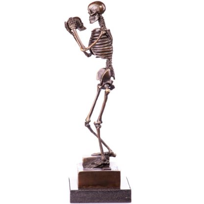 Bronze Figur Skelett - Schädel haltend 31cm2