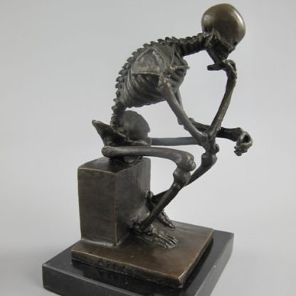 Bronze Figur Skelett der Denker 15cm