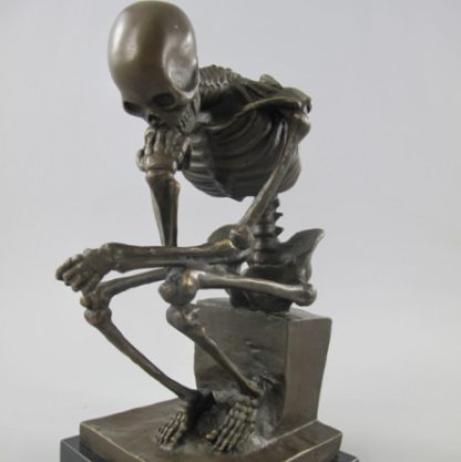 Bronze Figur Skelett der Denker