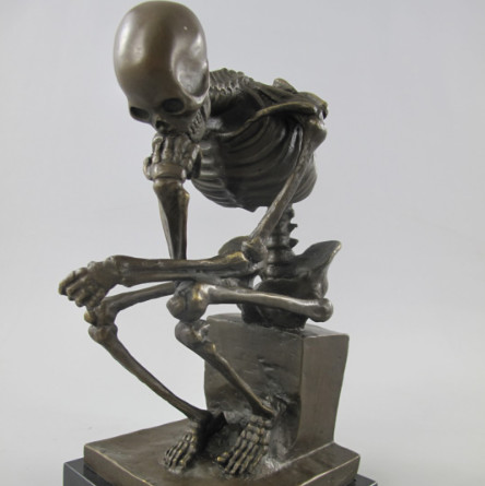 Bronze Figur Skelett - Der Denker 22cm
