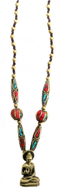 Halskette Buddha Messing und Nepalperlen2 Halskette Buddha Messing und Nepalperlen2