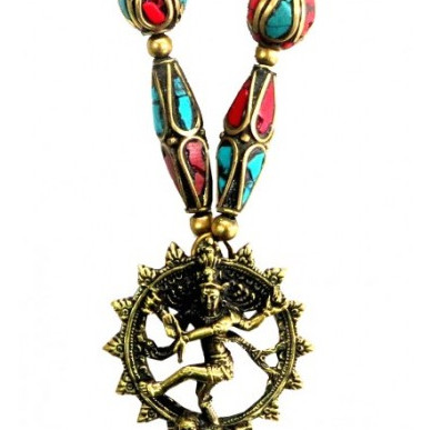 Halskette Shiva Nataraja Messing und Nepalperlen Halskette Shiva Nataraja Messing und Nepalperlen