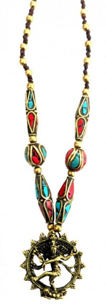 Halskette Shiva Nataraja Messing und Nepalperlen2 Halskette Shiva Nataraja Messing und Nepalperlen2