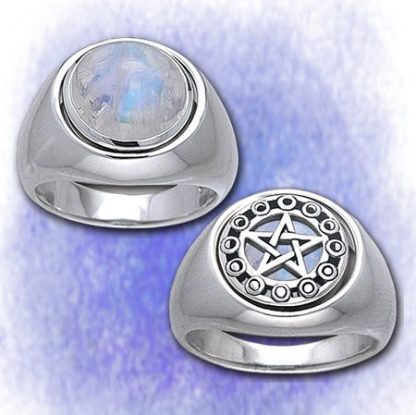 Ring Wende-Ring Pentagramm-Mondstein aus 925-Silber