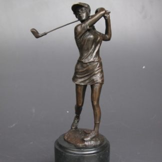 Bronze Figur Frau - Golfspielerin schlagend