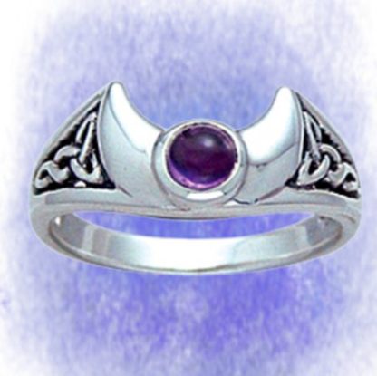 Ring Halbmond mit Amethyst aus 925-Silber