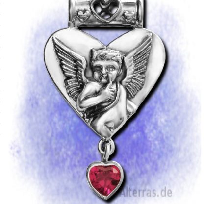 Anhänger Cupido - Engel der Verliebten m. Rubin aus 925-Silber