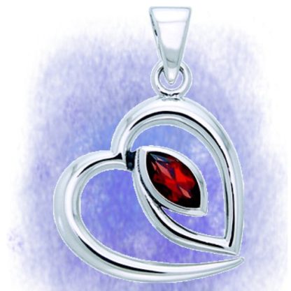 Anhänger Herz mit Granat aus 925-Silber