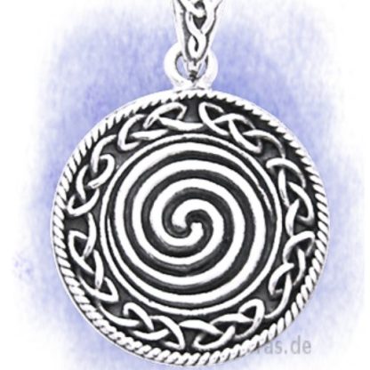 Anhänger Lebensspirale mit keltischem Muster aus 925-Silber