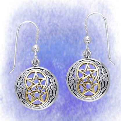 Ohrringe Keltische Pentagramme aus 925-Silber vergoldet