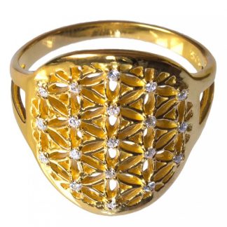 Ring Blume des Lebens aus 925 Silber 2cm vergoldet