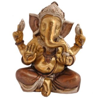 Ganesha sitzend 18cm kupfer-silber-gold