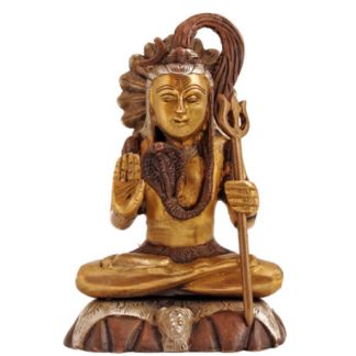 Shiva sitzend 15cm kupfer-siber-gold