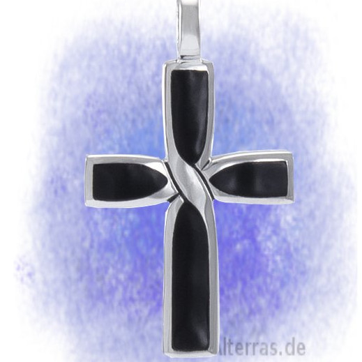 Anhänger Kreuz schwarzer Onyx aus 925 Silber - Anhänger Kreuz schwarzer Onyx aus 925-Silber