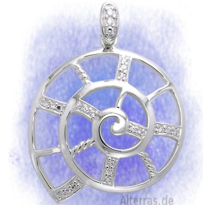 Anhänger Lebensspirale mit weißem Zirkonia aus 925-Silber