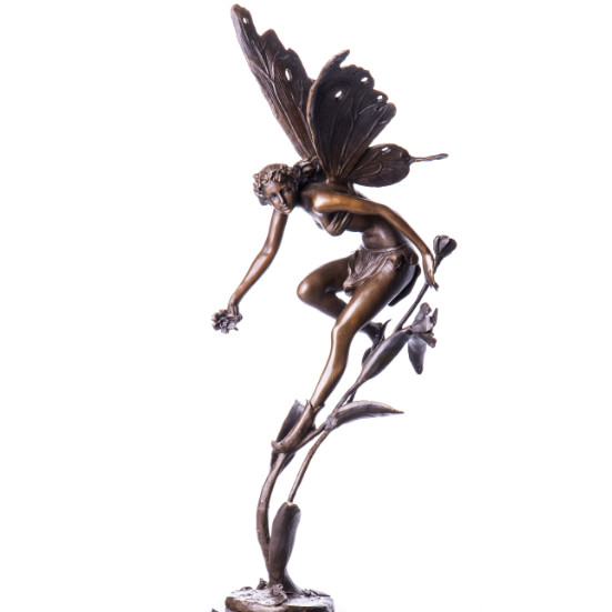Bronzefigur Elfe auf Halm 50x20x15cm - Bronze Figur "Elfe auf Halm" 50x20x15cm