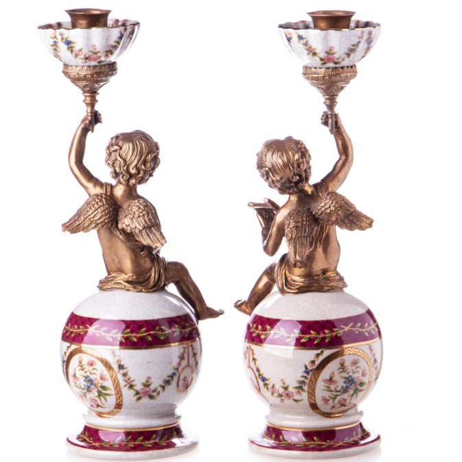 Kerzenständer Engel auf Kugel 2 33x13x12cm2 Kerzenständer Engel auf Kugel 2 33x13x12cm2