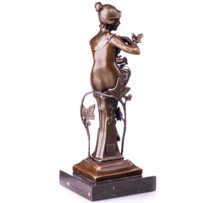 Bronze Figur Jugendstil "Frau mit Vogel" 23cm – Bild 3